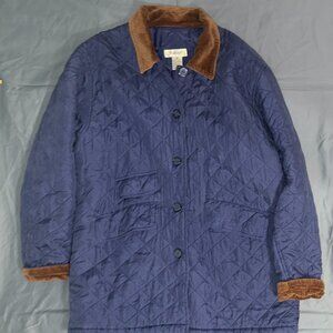 Vintage 1990s Bogari Blue Quilted Barn/Chore Jacket with Corduroy Collar Size M